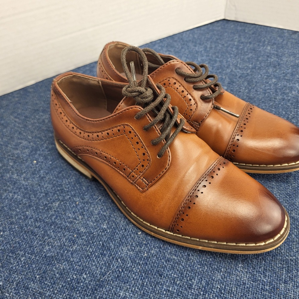 Stacy Adams Kids Cognac Brown Brogue Cap Toe Derby Shoes 13 kids